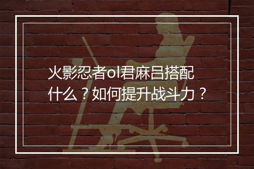 火影忍者ol君麻吕搭配什么？如何提升战斗力？
