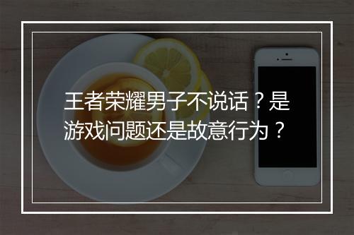 王者荣耀男子不说话？是游戏问题还是故意行为？