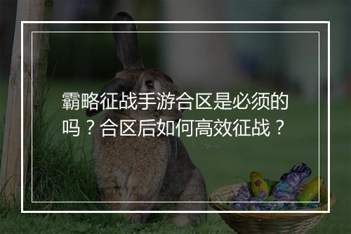 霸略征战手游合区是必须的吗？合区后如何高效征战？