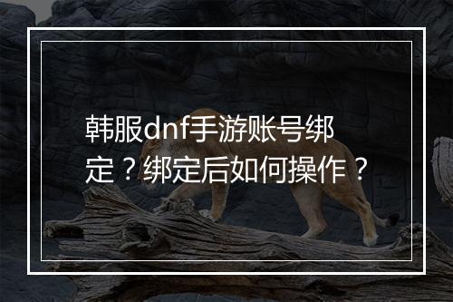 韩服dnf手游账号绑定？绑定后如何操作？