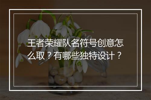 王者荣耀队名符号创意怎么取？有哪些独特设计？