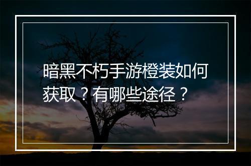 暗黑不朽手游橙装如何获取？有哪些途径？