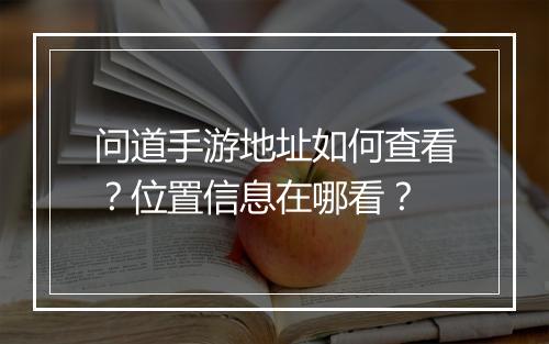 问道手游地址如何查看？位置信息在哪看？