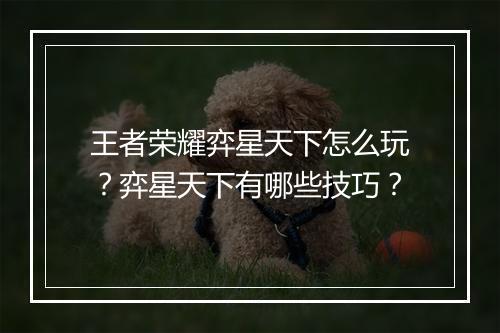 王者荣耀弈星天下怎么玩？弈星天下有哪些技巧？