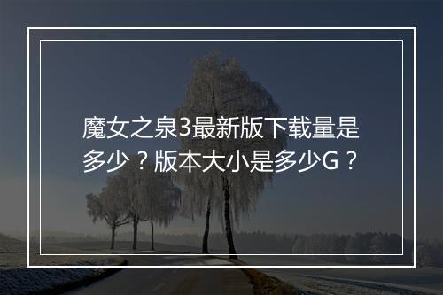 魔女之泉3最新版下载量是多少？版本大小是多少G？