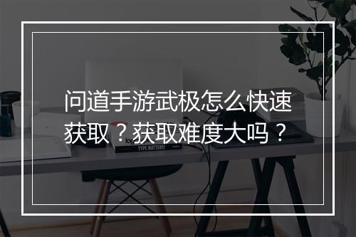 问道手游武极怎么快速获取？获取难度大吗？