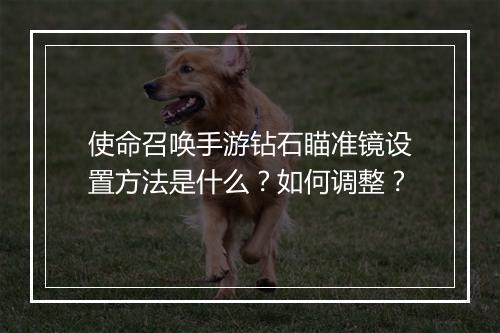 使命召唤手游钻石瞄准镜设置方法是什么？如何调整？