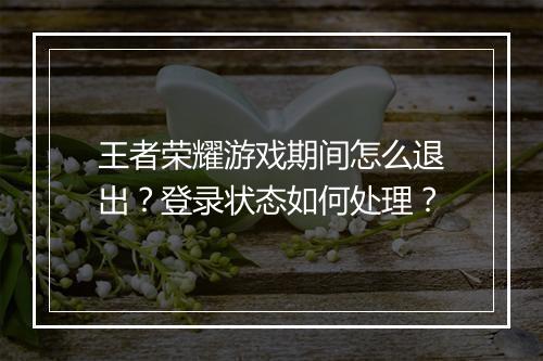 王者荣耀游戏期间怎么退出？登录状态如何处理？