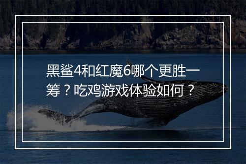 黑鲨4和红魔6哪个更胜一筹？吃鸡游戏体验如何？