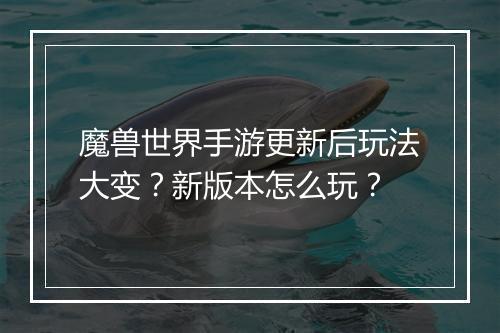 魔兽世界手游更新后玩法大变？新版本怎么玩？