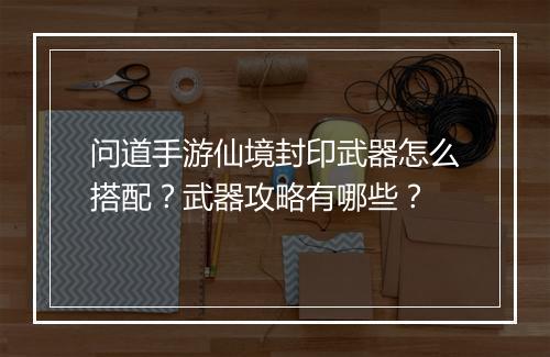 问道手游仙境封印武器怎么搭配？武器攻略有哪些？