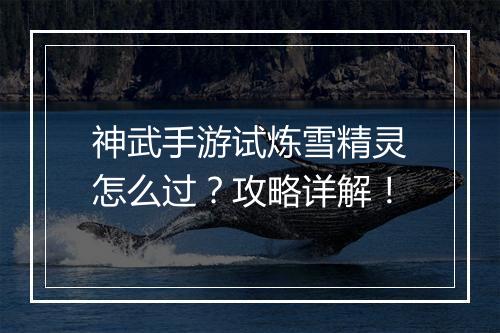 神武手游试炼雪精灵怎么过？攻略详解！