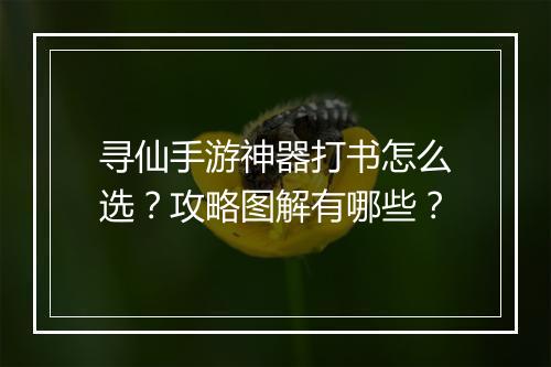 寻仙手游神器打书怎么选？攻略图解有哪些？