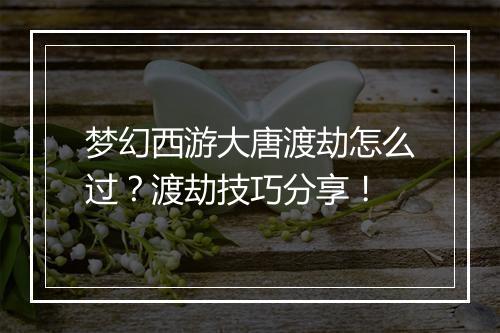 梦幻西游大唐渡劫怎么过？渡劫技巧分享！