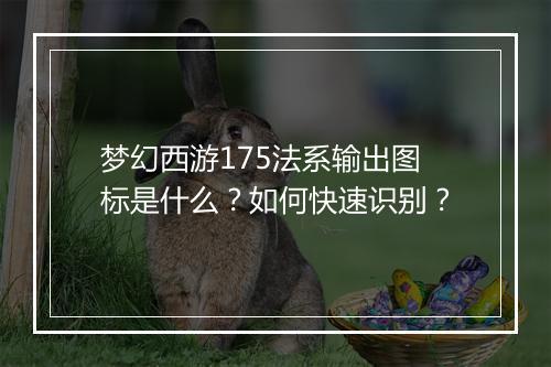梦幻西游175法系输出图标是什么？如何快速识别？