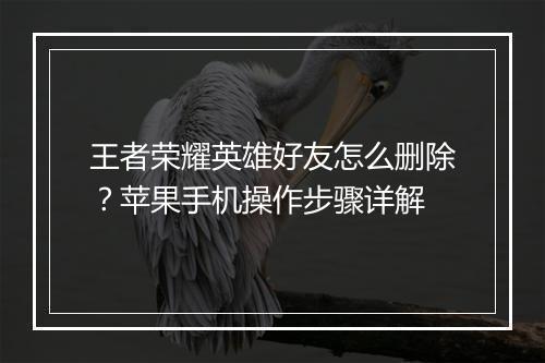 王者荣耀英雄好友怎么删除？苹果手机操作步骤详解