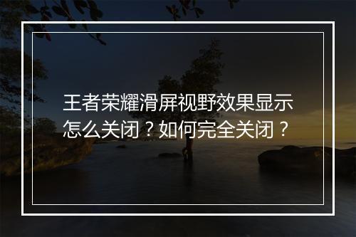 王者荣耀滑屏视野效果显示怎么关闭？如何完全关闭？