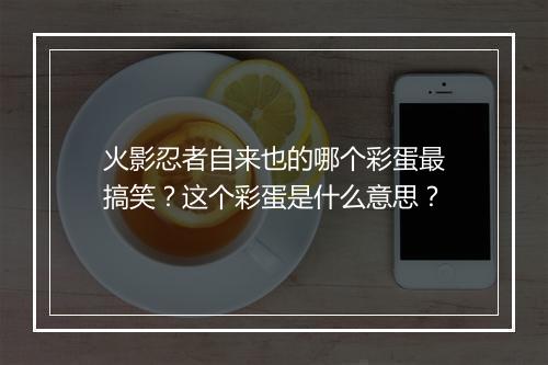 火影忍者自来也的哪个彩蛋最搞笑？这个彩蛋是什么意思？