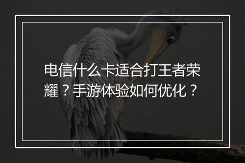 电信什么卡适合打王者荣耀？手游体验如何优化？