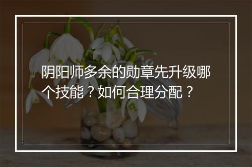阴阳师多余的勋章先升级哪个技能？如何合理分配？