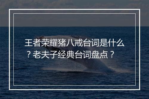 王者荣耀猪八戒台词是什么？老夫子经典台词盘点？